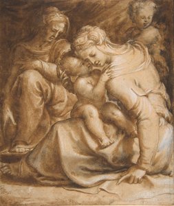 Jungfrau und Kind mit der heiligen Anna und Johannes dem Täufer von Francesco Salviati