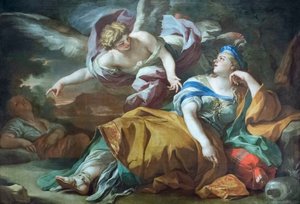 Hagar und Ismael in der Wüste von einem Engel getröstet von Francesco Solimena