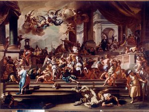 Heliodor aus dem Tempel gejagt von den Engeln von Francesco Solimena