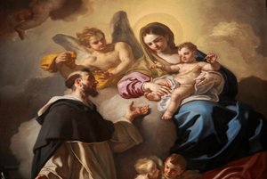 Madonna des Rosenkranzes mit den Heiligen Dominikus und Katharina
