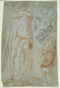 Drei Studien für den auferstandenen Christus, der von einer Heiligen und San Silvestro Gozzalini angebetet wird von Francesco Vanni