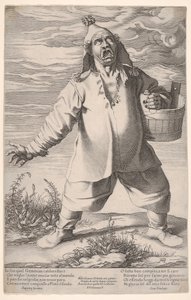 Geminiano Caldarostaro ruft und hält einen Eimer, mit einem Quastenhut, ca. 1597-1601 von Francesco Villamena