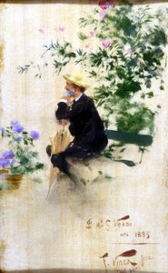 Porträt von Giuseppe Verdi von Vinea Francesco (1845 - 1902). 1885. Museo della Scala, Mailand von Francesco Vinea