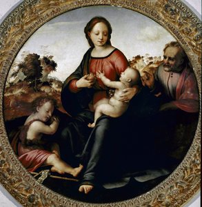 Heilige Familie mit dem kleinen Johannes dem Täufer von Francesco di Cristofano Franciabigio