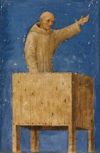Der heilige Bernardino predigt von einer Kanzel, ca. 1470-75 von Francesco di Giorgio Martini