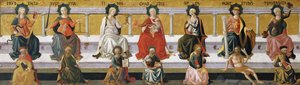 Die sieben Tugenden (Klugheit, Gerechtigkeit, Glaube, Nächstenliebe, Hoffnung, Stärke, Mäßigung)