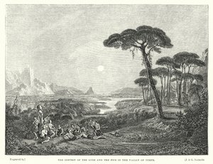 Der Wettstreit der Leier und der Flöte im Tal von Tempe (Gravur)