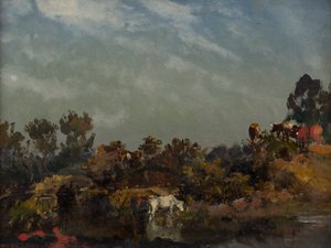 Landschaft mit Kühen an einem Fluss von Francis (attr.to) Danby