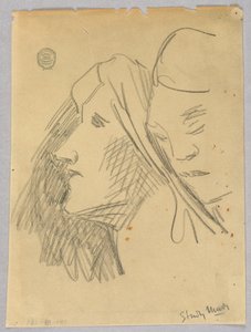 Skizze von zwei Köpfen von Francis Augustus Lathrop