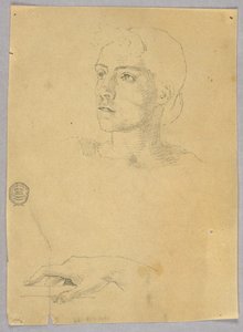 Skizze eines Frauenkopfes und einer Hand von Francis Augustus Lathrop