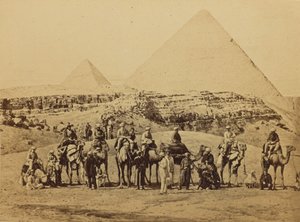 Gîzeh - Die Abreise von H.R.H. dem Prinzen von Wales und Suite von den Pyramiden von Francis Bedford