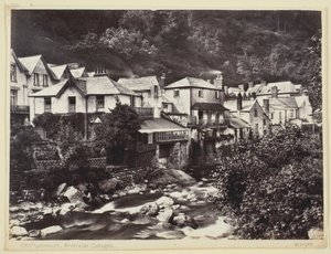Lynmouth, Flussuferhäuser, 1860-94 von Francis Bedford