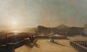 Figuren auf einer mondbeschienenen Terrasse von Francis Danby