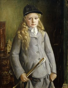 Porträt eines Mädchens, stehend in Reitkleidung von Francis Dodd