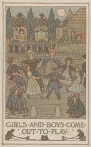 Mädchen und Jungen kommen zum Spielen von Francis Donkin Bedford