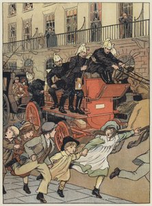 London: Eine Feuerwehr (Farblithografie)