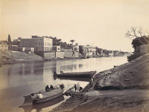 Ufer des Nils in Kairo, ca. 1857, gedruckt in den 1870er Jahren