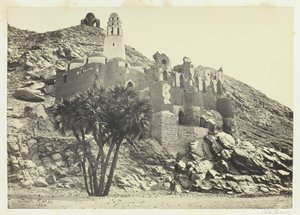 Doum-Palme und zerstörte Moschee, Philä, 1857 von Francis Frith