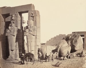 Das Ramasseum von El-Kurneh, Theben, Erste Ansicht, ca. 1857 von Francis Frith