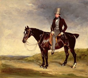 John Hay-Mackenzie auf seinem Dunkelbraunen Cob