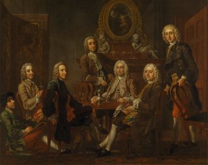 Porträt einer Gruppe von Herren, mit dem Künstler