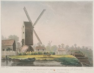 Ansicht der Mühle von Mr. Metcalf nahe Bromley, Bow, Poplar, London, 1785 von Francis Jukes