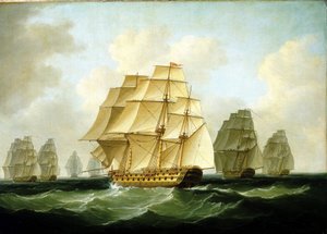 Episoden der Napoleonischen Kriege (1803-1815): Die Verfolgungen unter der Führung von Richard Strachan, vor Kap Ortegal (Spanien), 4. November von Francis Sartorius