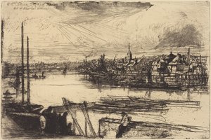 Das alte Chelsea, aus Whistlers Fenster (Battersea Reach) von Francis Seymour Haden
