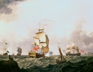 Das Flaggschiff eines roten Geschwaders kündigt seine Ankunft an von Francis Swaine
