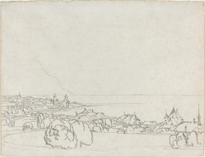 Ein Blick auf Vevey mit La Tour de Peilz in der Ferne von Francis Towne