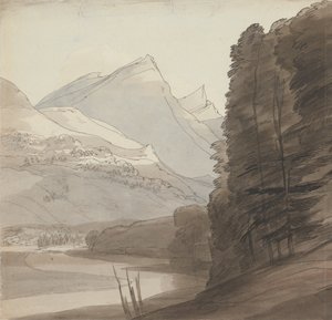 Am Rhein bei der Quelle, Licht von rechts von Francis Towne
