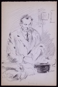 Porträt von Gilbert? Bayes, ca. 1928 (Bleistift auf Papier) von Francis Wilfred Lawson