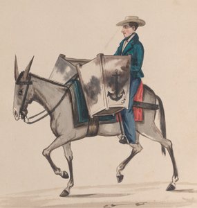Ein Bäcker zu Pferd, aus einer Gruppe von Zeichnungen, die peruanische Kostüme darstellen, ca. 1848