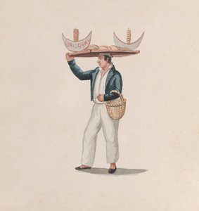 Ein Tortillaverkäufer, der ein Tablett auf dem Kopf balanciert, aus einer Gruppe von Zeichnungen, die Peruaner darstellen von Francisco