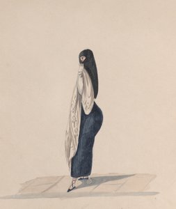 Eine Frau, die die Saya trägt und im Profil steht, aus einer Gruppe von Zeichnungen, die Peruaner darstellen, ca. 184 von Francisco