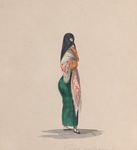 Eine Frau, die die Saya trägt, im Profil, aus einer Gruppe von Zeichnungen, die Peruaner darstellen, ca. 184 von Francisco