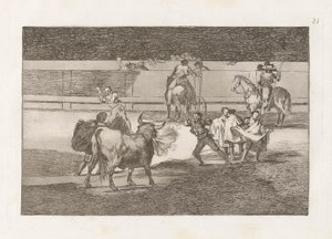 Banderillas de Fuego, Platte 31 aus La tauromaquia von Francisco de Goya