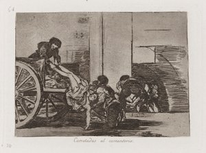 Carretadas al cementerio (Wagenladungen zum Friedhof), Platte 64 aus Los desastres de la guerra (Die Schrecken des Krieges) von Francisco de Goya