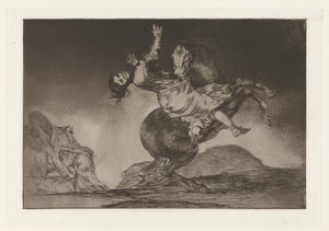 Der Pferderäuber, auch bekannt als Die Frau und das Fohlen, aus der Serie Los disparates von Francisco de Goya