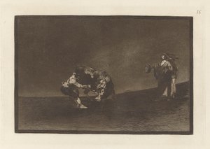 Der gleiche Mann wirft einen Stier in der Arena von Madrid, Platte 16 aus La tauromaquia von Francisco de Goya