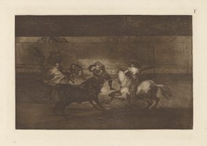 Tod von Pepe Illo, 3. Komposition, Platte F aus La tauromaquia (dritte Ausgabe)