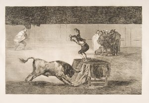 Blatt 19 der Tauromaquia: Eine weitere Verrücktheit von ihm im selben Ring, 1816