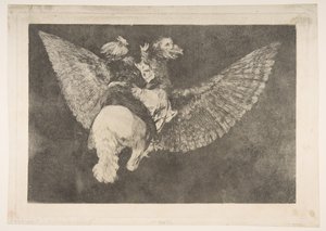 Tafel 5 aus den Disparates: Fliegende Torheit von Francisco de Goya