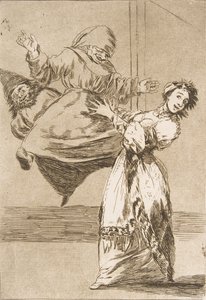 Tafel 74 aus Los Caprichos: Schrei nicht, Dummkopf No grites, tonta, 1799 von Francisco de Goya