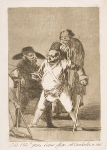 Tafel 76 aus Los Caprichos: Du verstehst... nun, wie ich sage... eh! Pass auf! sonst...