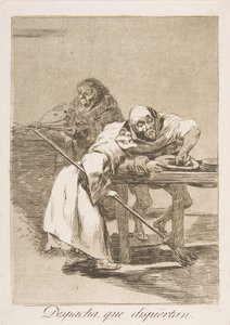 Platte 78 aus Los Caprichos: Beeil dich, sie wachen auf Despacha, que dispiertan., 1799 von Francisco de Goya