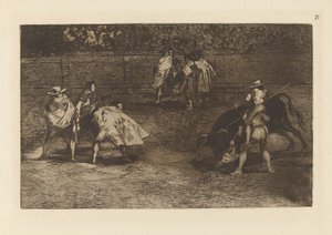 Ein Torero auf den Schultern eines Chulos von Francisco de Goya