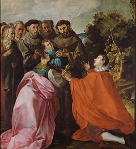 Heilung des Hl. Bonaventura durch den Hl. Franz von Assisi, um 1628 von Francisco Herrera
