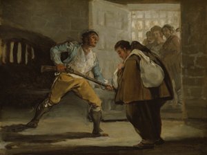 El Maragato bedroht Bruder Pedro de Zaldivia mit seiner Waffe von Francisco Jose de Goya y Lucientes