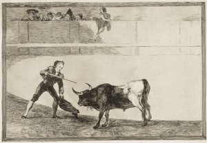 Pedro Romero tötet den angehaltenen Stier. 1816. (25,1 x 35,9 cm). ROMERO, Pedro (1754-1839). Spanischer Stierkämpfer. Platte 30 aus „Die Kunst des Stierkampfs“. Radierung.